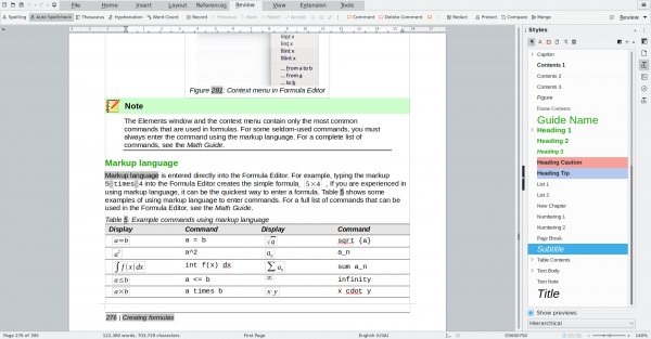 Zrzut ekranu programu LibreOffice Writer