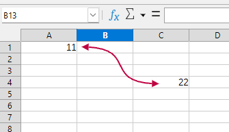 Zrzut ekranu łączników w programie Calc