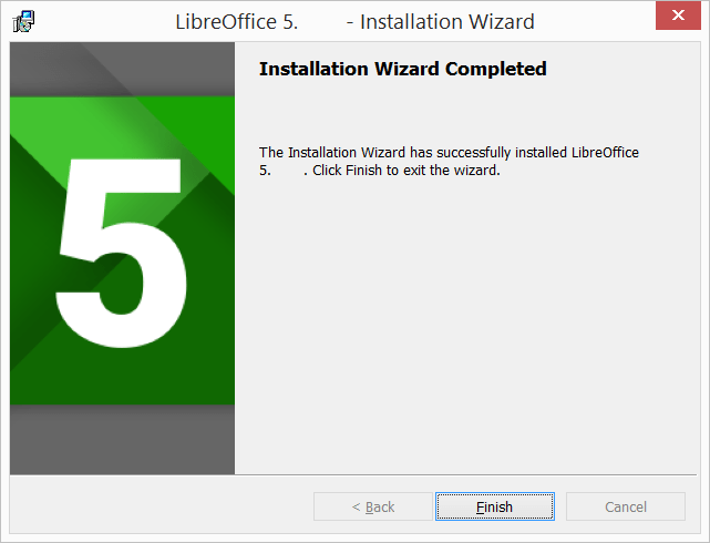 Instalacja programu LibreOffice zakończyła się powodzeniem